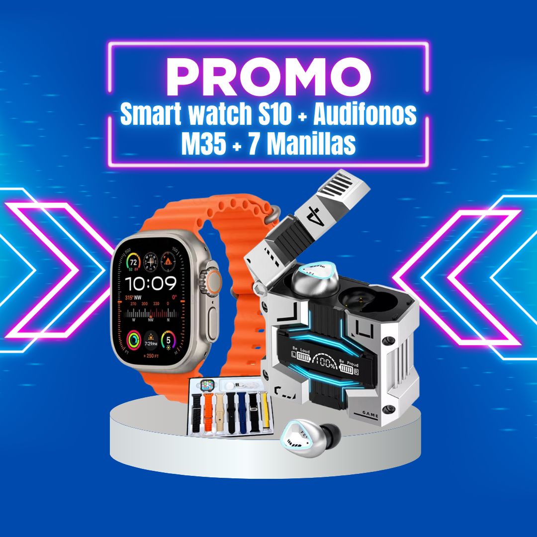 Promoción Smart Watch S10 + Audifonos M35 + 7 Manillas