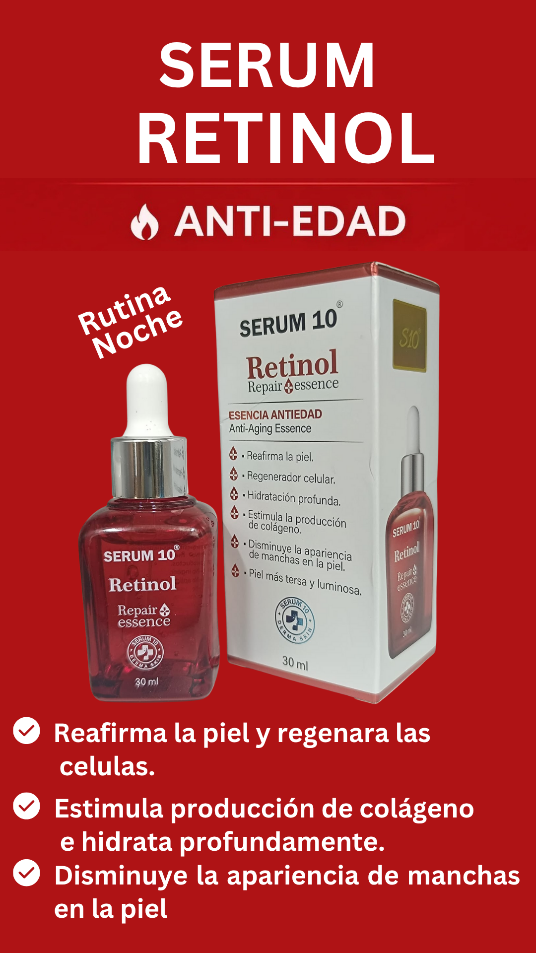 Kit  Antiedad Premium 3 serum 10: 1 Retinol + 1 Collagen + 1 Ácido Hialurónico con OBSEQUIO Limpiador Facial
